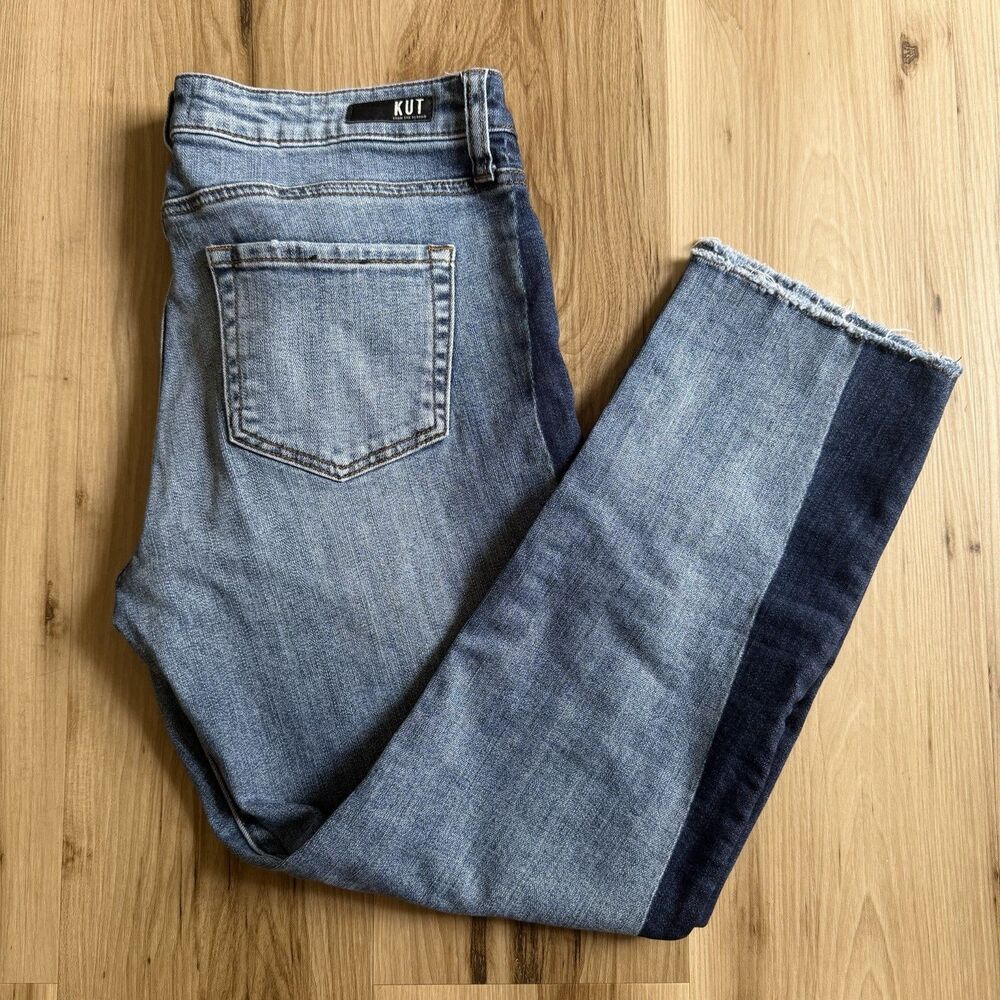 KUT from the Kloth Reese Ankle Straight Leg Jeans Blue Denim Stretch